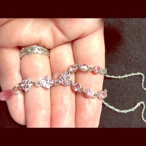 Givency silver pink tourmaline drop necklace